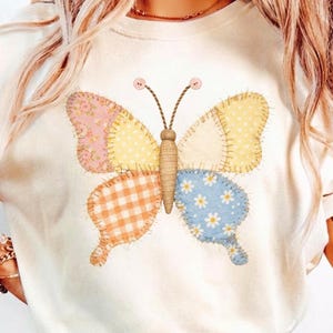 Easter Butterfly PNG, Patchwork Bunny Butterfly Png, Spring Easter PNG, Cottagecore Easter Design, Quilted Butterfly Clipart,Sublimation PNG