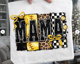 Softball Mama PNG, Baseball Mom Shirt Design, Sports Mom PNG, Leopard Checkered Mama PNG, Softball Sublimation Design Download