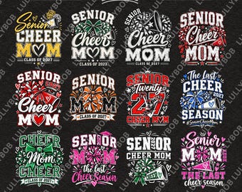 Senior Mom Class of 2027 Cheer PNG Bundle, Senior Cheer Mom Sublimation Design, 2027 Cheerleading Mom Shirt Design, Digital Download