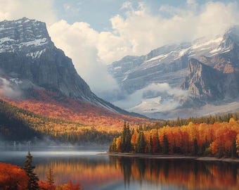 Mountain print/snow mountain landscape/mountain in fog wall decor digital download