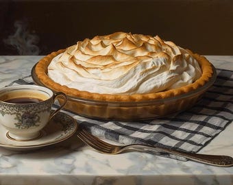 Lámina decorativa para pared de cocina / Bodegón rústico / Arte de tarta campestre (descarga digital)