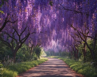 Tree landscape wall art print/Jacaranda trees/Purple tree wall decor/ digital download