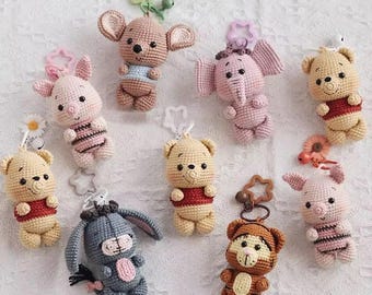 Cute Crochet Amigurumi Keychain – Kawaii Animal & Superhero Plush Bag Charm, Handmade Mini Stuffed Toy Keyring Gift
