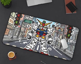 Gundam Urban Mech Gaming Mouse Pad: Cartoon Doodle Desk Mat