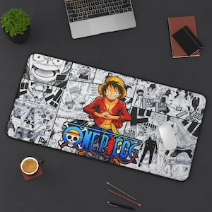 One Piece Monkey D. Luffy Gaming Mouse Pad: Comic Collage Gaming Desk Mat