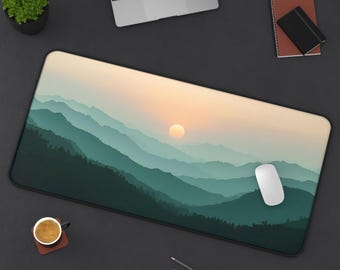 Forest Dawn Gaming Mouse Pad: Cityscape Desk Mat