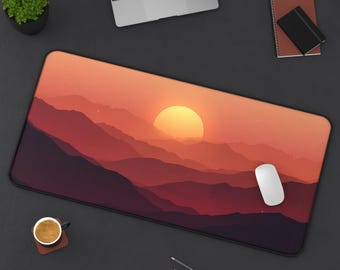 Sunset Glow Gaming Mouse Pad: Cityscape Desk Mat