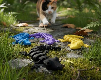 3D Printed Cat Toy Articulated Lizard Gecko Flexi Pet Toy