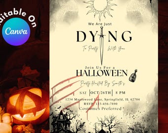 Halloween Party Digital invitation, Costume Party Digital Invitation,Printable Halloween Party Invitation for Adults,Editable Canva Template