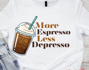 Trendy PNG Shirt Design Iced Coffee Illustration Barista Gift Caffeine Lover Sublimation Printable Digital Download cool coffee design