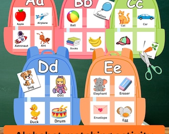 Alphabet Matching Activity Printable,Cut and Paste Worksheets for Kids,Preschool & Kindergarten Learning Game, Homeschool Learning Activity