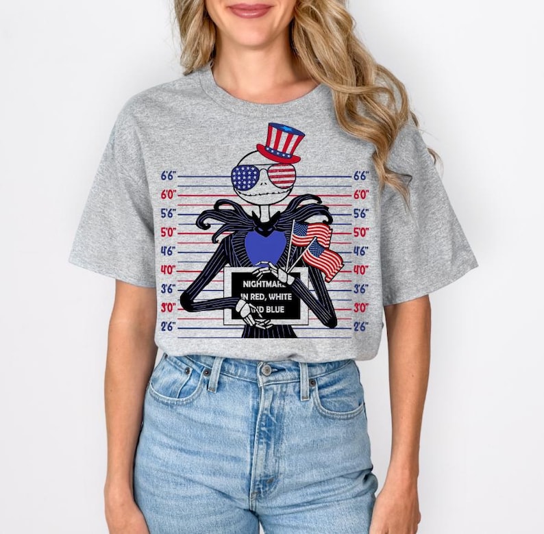 Jack Skellington USA Mugshot Tshirt image 1
