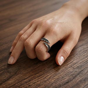 Anillo ajustable con forma de ala de ángel, banda abierta, estilo gótico vintage, unisex, joyería llamativa, regalo imagen 3