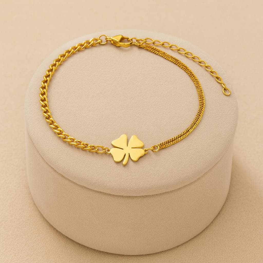 Clover bracelet gold stainless steel - Etsy 日本