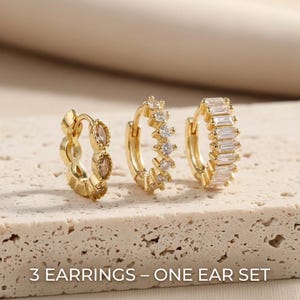 Luxury Gold Huggie Earrings Set Colorful Zircon Stainless Steel Minimalist Women Jewelry