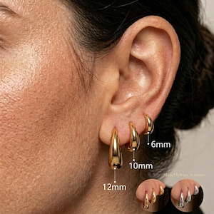 Minimal Creole Hoop Earrings Stainless Steel Huggie Hoops Gold Silver Everyday Jewelry