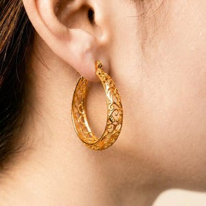 Vintage-Goldcreolen, filigrane Statement-Ohrringe, elegante Hohlcreolen für Damen