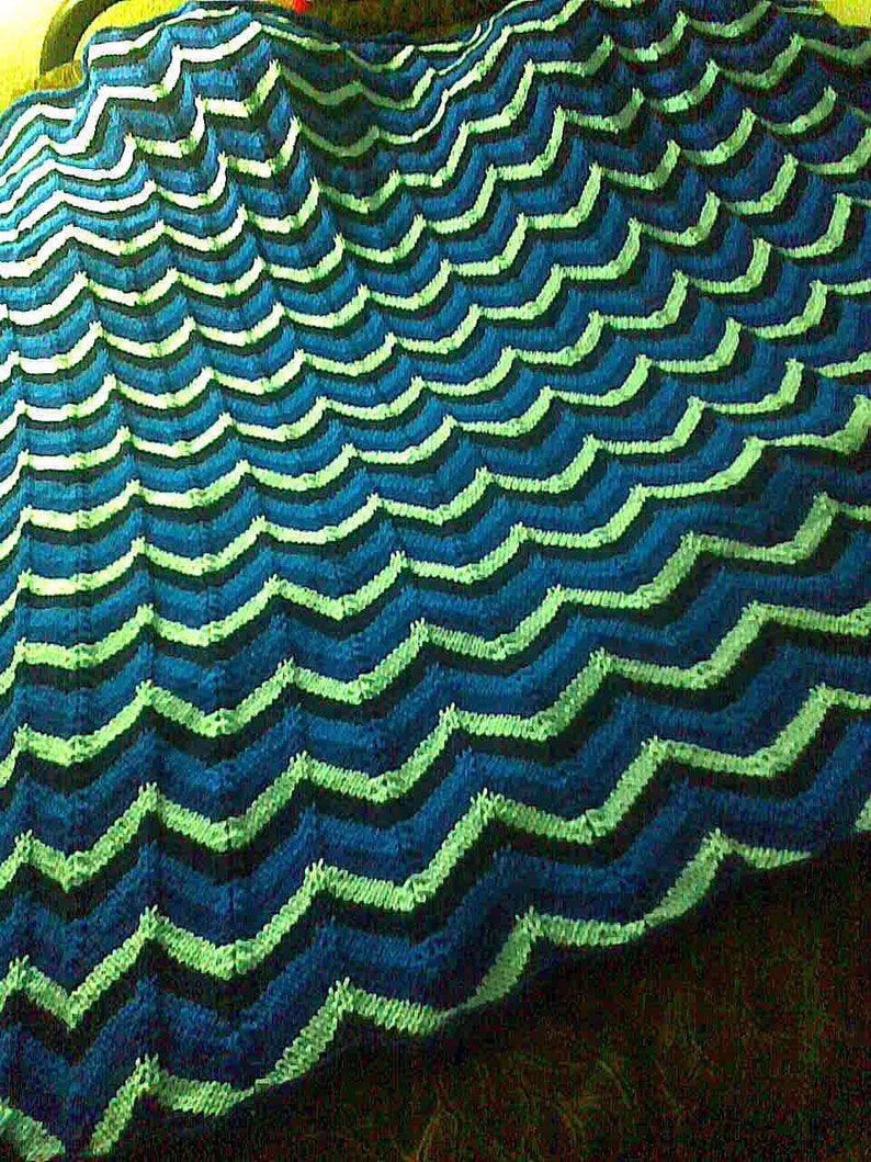 Knit Ripple Afghan Etsy
