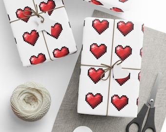 Papel de regalo con forma de corazón de jugador, papel de regalo para videojuegos, Carl de Dungeon Crawler, papel para juegos retro, RPG literario, decoración gamer