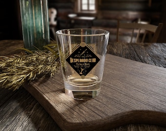 Kieliszek do shotów z logo Desperado Club | 1,5 uncji, naczynia barmańskie, wystrój wnętrz w stylu vintage noir