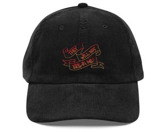 Gorra de pana vintage "They Will Not Break Me" bordada / Gorra de pana Carl de Dungeon Crawler