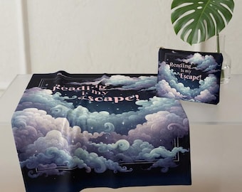 Manta de viaje "Leer es mi escape" / Cielo nocturno nublado, manta acogedora para amantes de los libros.