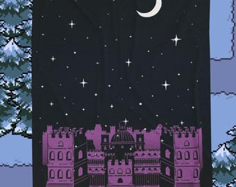 Manta de felpa de terciopelo con diseño de paisaje urbano de Undertale para la noche: ideal para decoración del hogar, regalos nerd y noches acogedoras en casa o jugando.