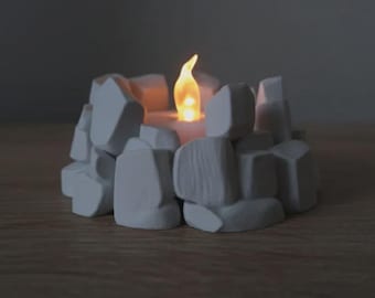 Miniatuurstenen vuurplaatskandelaar: rustiek interieur