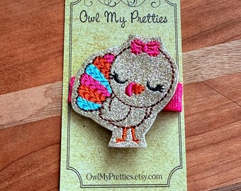 Turkey Hair Clip, Glitter Turkey Hair Clip, Thanksgiving Hair Clips, Baby Hair Clips, Hair Accessories