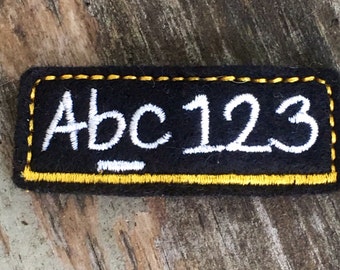 Black chalkboard ABC 123 Back to School Felt Hair Snap Clip Clippie Babies Toddlers Girls