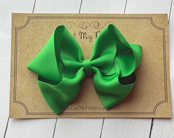Green Hair Bow, 4” Emerald Green Hair Bow, Girls Hair Bows, Girls Hair Accessories