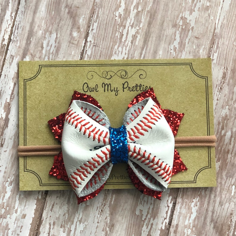Baseball Hair Bow, Baseball Skin Hair Bow Headband, Sports Hair Bows, Girls Hair Bow, Glitter Hair Bows image 5