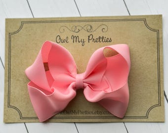 Pink Hair Bow, 4” Pink Hair Bow, Girls Hair Bows, Girls Hair Accessories