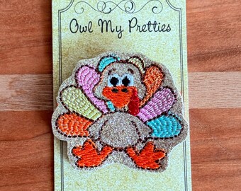 Turkey Hair Clip, Glitter Turkey Hair Clip, Thanksgiving Hair Clips, Baby Hair Clips, Hair Accessories