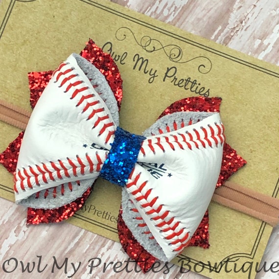 Baseball Hair Bow, Baseball Skin Hair Bow Headband, Sports Hair Bows, Girls Hair Bow, Glitter Hair Bows
