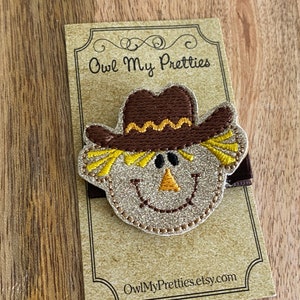 Fall Autumn Scarecrow Hair Clip, Glitter Scarecrow Hair Clip, Harvest Hair Clip, Girls Hair Accessories