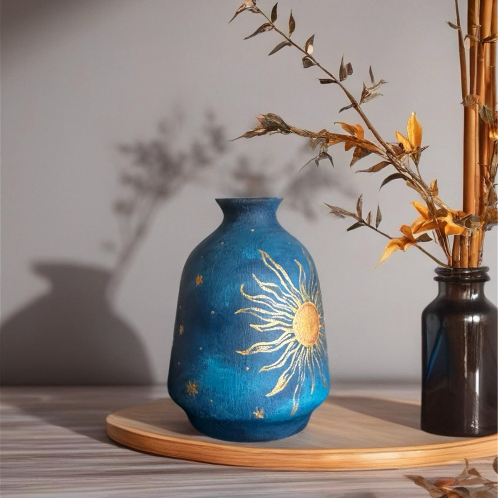 青い陶器の花瓶 - Etsy 日本