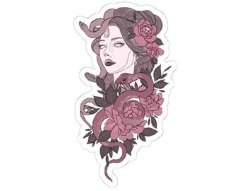 Medusa Kiss-Cut Stickers - Mythology Decal, Serpent Design, Greek Goddess Art, Reptile Sticker, Unique Gift