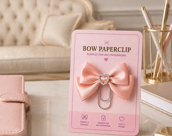 Pink Satin Bow Planner Paperclip Bookmark Bookclub