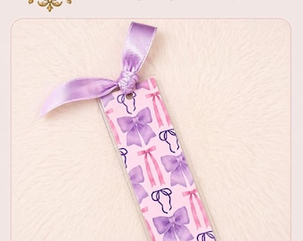 Pink Purple Bow Bookmark, Whimsical Planner Journal Accessory, Christian Gift