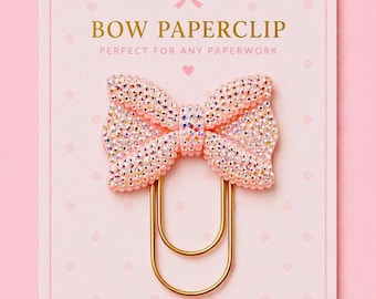 Pink Bow Planner Paper Clip, Journal Bookmark Accessory