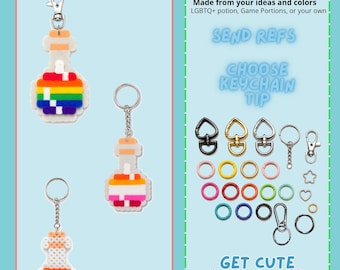 Custom Fuse Bead Potion Keychain | Pride Flag, Game, or Colors (Personalized)
