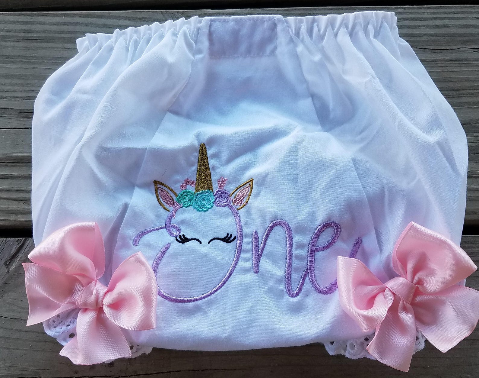 ONE Unicorn Face Baby Girls Birthday Diaper Cover Bloomer in - Etsy