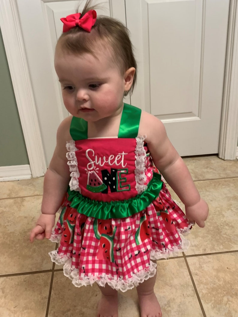 girls first birthday Sweet ONE watermelon crochet top and skirt