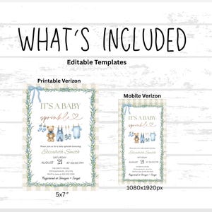 Baby Boy Sprinkle Invitation, Editable Baby Sprinkle Invite, Blue Baby Shower Invite, Second Baby Shower, Digital Canva Template