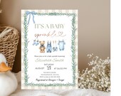 Baby Boy Sprinkle Invitation, Editable Baby Sprinkle Invite, Blue Baby Shower Invite, Second Baby Shower, Digital Canva Template