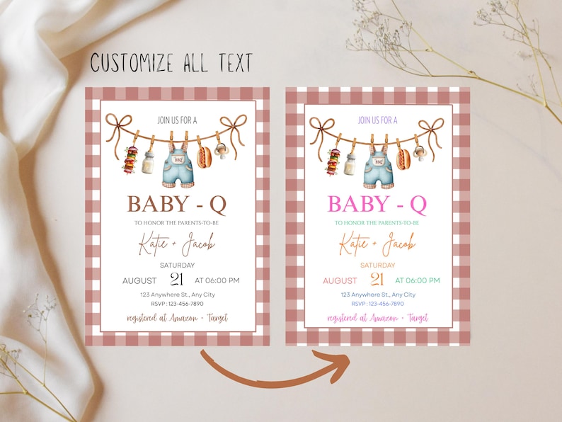 EDITABLE Baby-Q Baby Shower Invitation Set, Unisex Backyard Couples Baby Sprinkle, BBQ Party Template Pack, Baby Shower Books for Baby