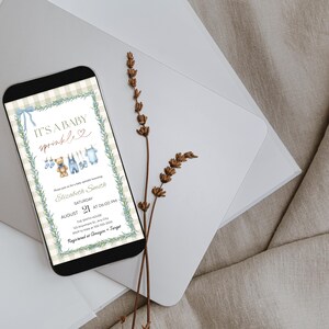 Baby Boy Sprinkle Invitation, Editable Baby Sprinkle Invite, Blue Baby Shower Invite, Second Baby Shower, Digital Canva Template
