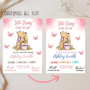 Editable Winnie the Pooh Baby Shower Invitation, Digital Invitation Oh girl, Winnie The Pooh Invitation, Canva Editable