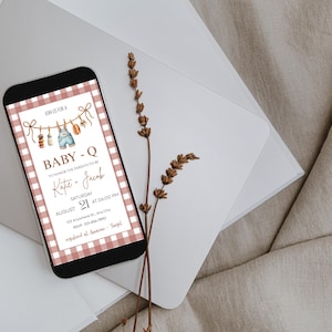 EDITABLE Baby-Q Baby Shower Invitation Set, Unisex Backyard Couples Baby Sprinkle, BBQ Party Template Pack, Baby Shower Books for Baby